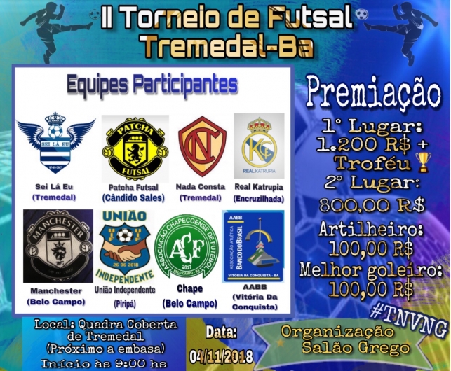 Torneio de futsal em Tremedal neste domingo