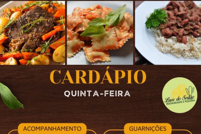 Confira o cardápio e o funcionamento no final de semana do Restaurante e Pizzaria Luar do Sertão