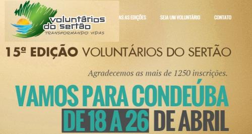 Voluntários do Sertão dia 18 a 26 de Abril 

em Condeúba/BA