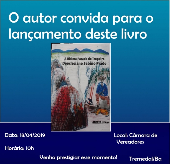 Renato E. L. Senna fará lançamento de livro na Câmara Municipal.