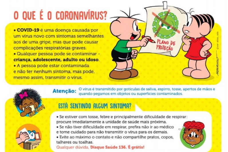 Turma da Mônica e UNICEF orientam comunidades sobre coronavírus